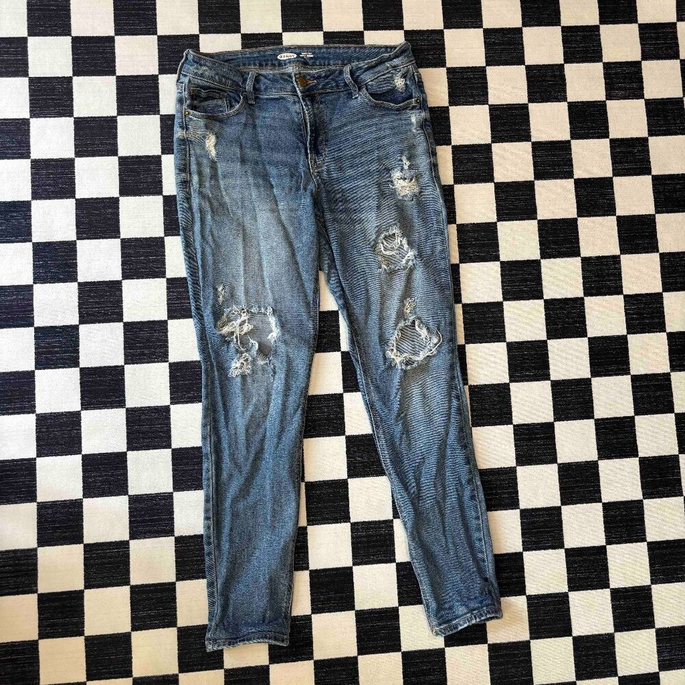 Old Navy Women's Rockstar Super Skinny Distressed Blue Jeans